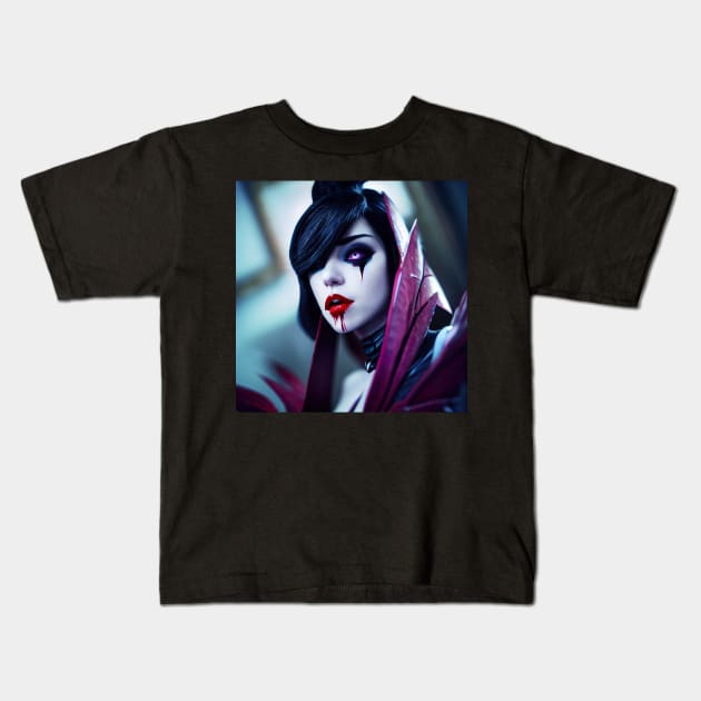Lady Vampire Halloween Kids T-Shirt by JyFDesignz